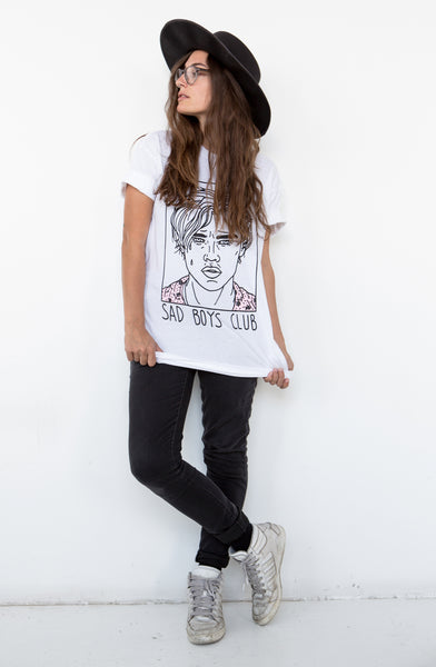 T-Shirt "Sad Boys Club (Leo) - Blanc